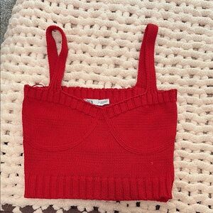 Zara Red Knit Tank Top